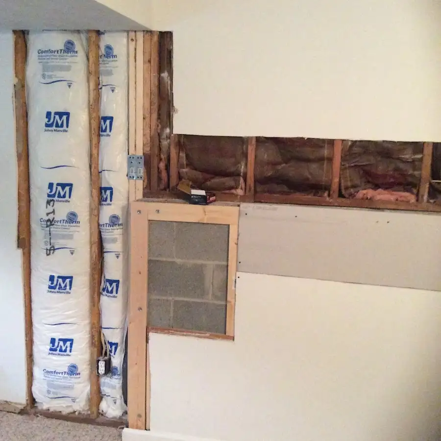 Wall insulation replacement during Basement Flood Cleanup in Windsor